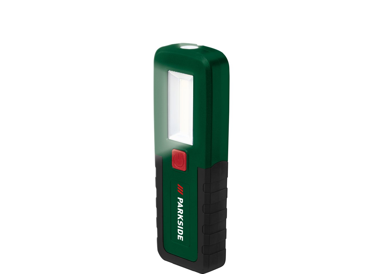 Parkside® bezvadu LED lampa zaļā un melnā krāsā.