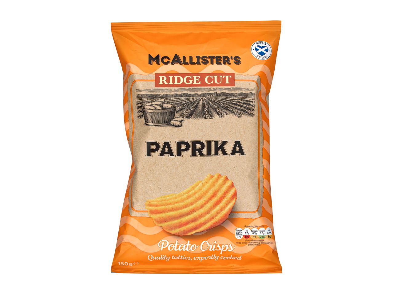 McAllister's ridge cut paprika potato crisps.