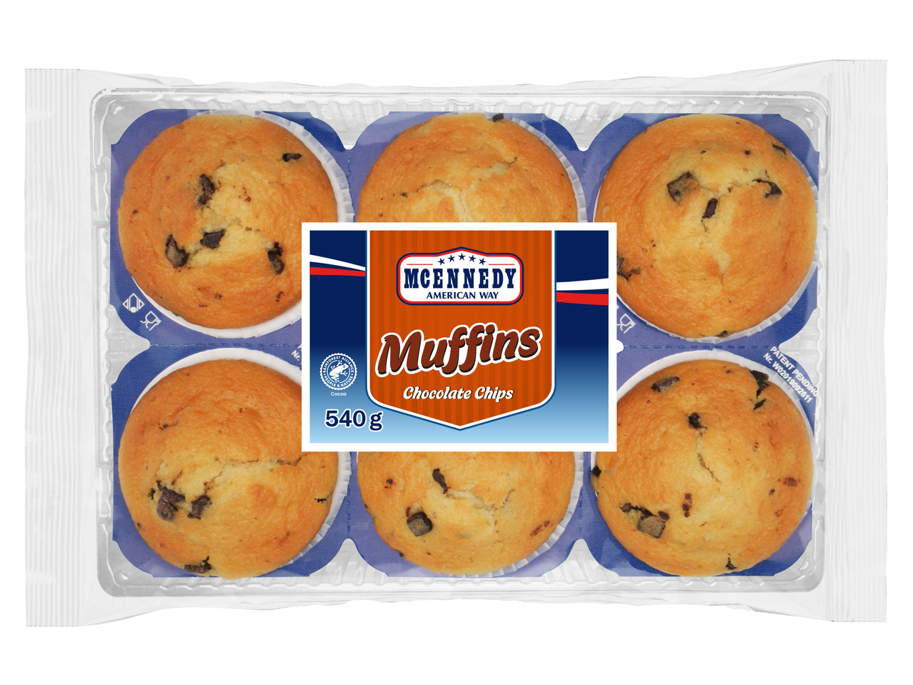 Paquet de 6 muffins MCENNEDY aux pépites de chocolat, 540 g