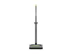 Cordless electric sweeper with a long handle and green accents