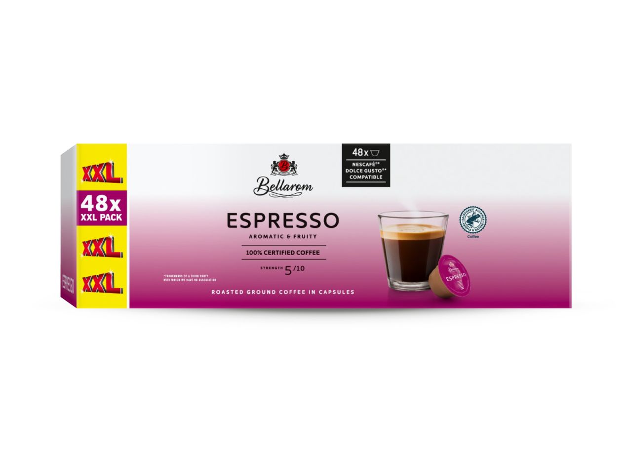 Kutija s 48 Nespresso kompatibilnih kapsula Bellarom Espressa.