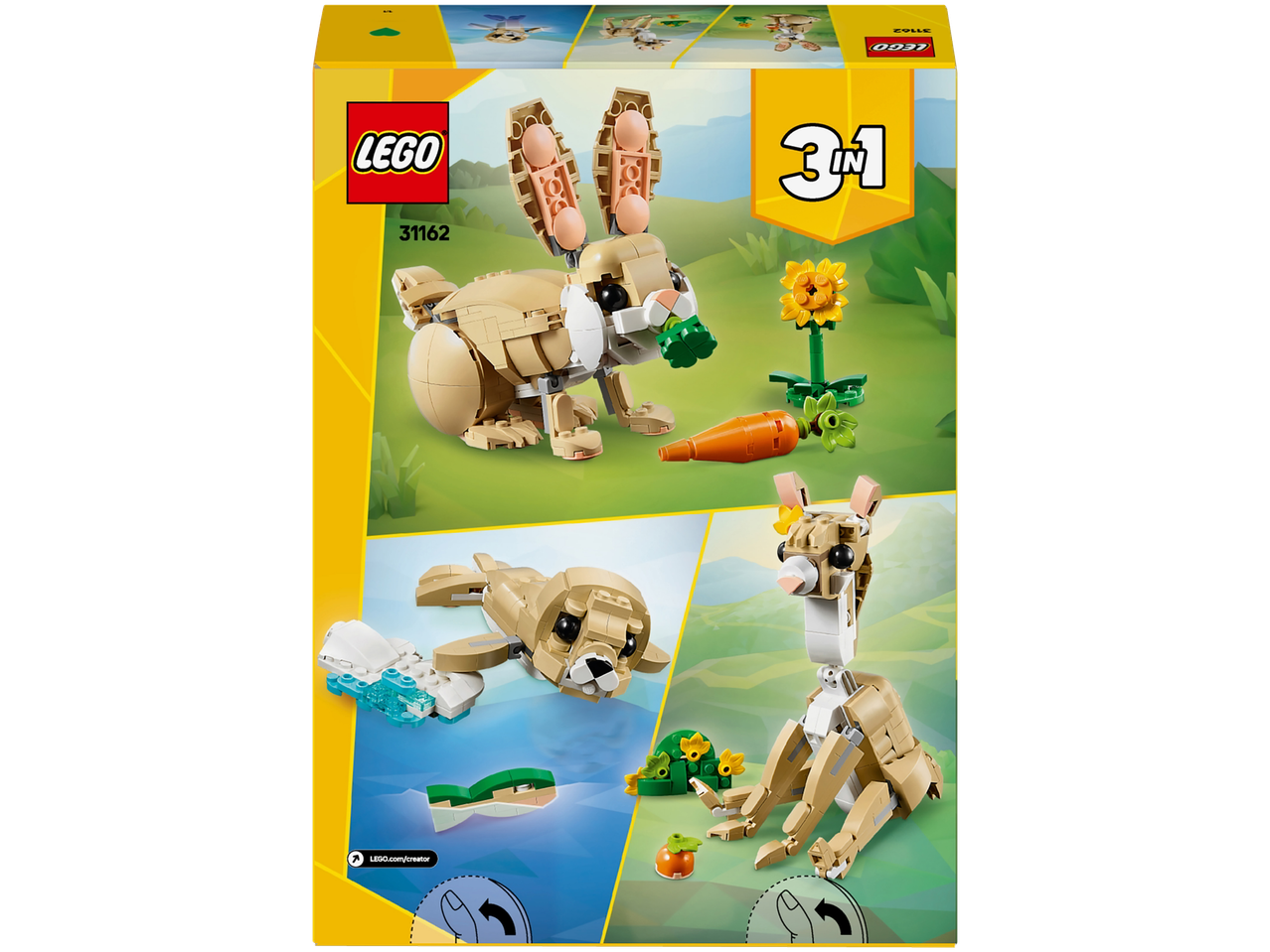 3-in-1 konstruktors: trusis, ronis un kakadu, ar burkānu un ziedu.