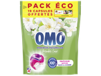 Sachet de lessive en capsules parfumées au jasmin et fleur de coton, avec 19 capsules offertes.