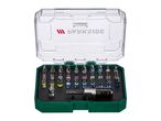 A Parkside screwdriver bit set with various bits and accessories in a clear case.