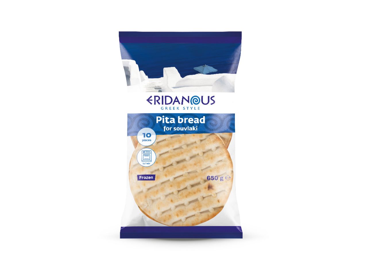 Eridanous grčki pita kruh za souvlaki, smrznut, 10 komada, 650 g