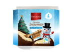 Favorina Piimašokolaadist lumememmed täidisega, 4 tk, lusikaga ja Fairtrade märgistusega.