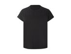 En sort t-shirt med blonderdetaljer øverst.