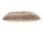 Plush beige pet cushion with a soft faux fur top