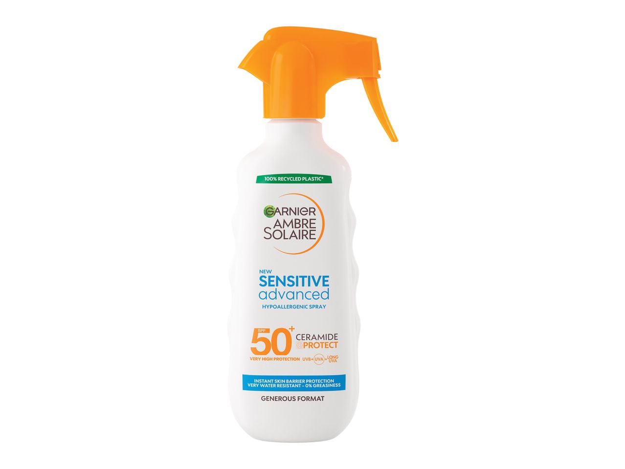 Αντηλιακό σπρέι Garnier Ambre Solaire Sensitive Advanced SPF50 με κεραμίδια.