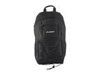 Black sports backpack with elastic cord on the front