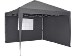Livarno Folding Gazebo in dark grey with a window on one side.