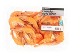 Camarão cozido (50/70) numa embalagem de plástico transparente, 500g.