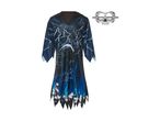 Grim Reaper costume with a scythe, chains, skulls, and a skull mask.
