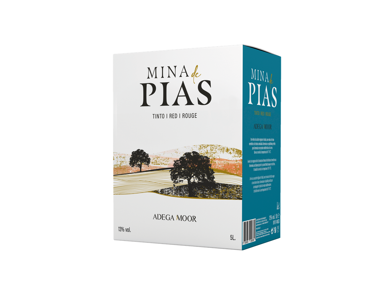 Vinho tinto Mina de Pias Adega Moor, caixa 5L.