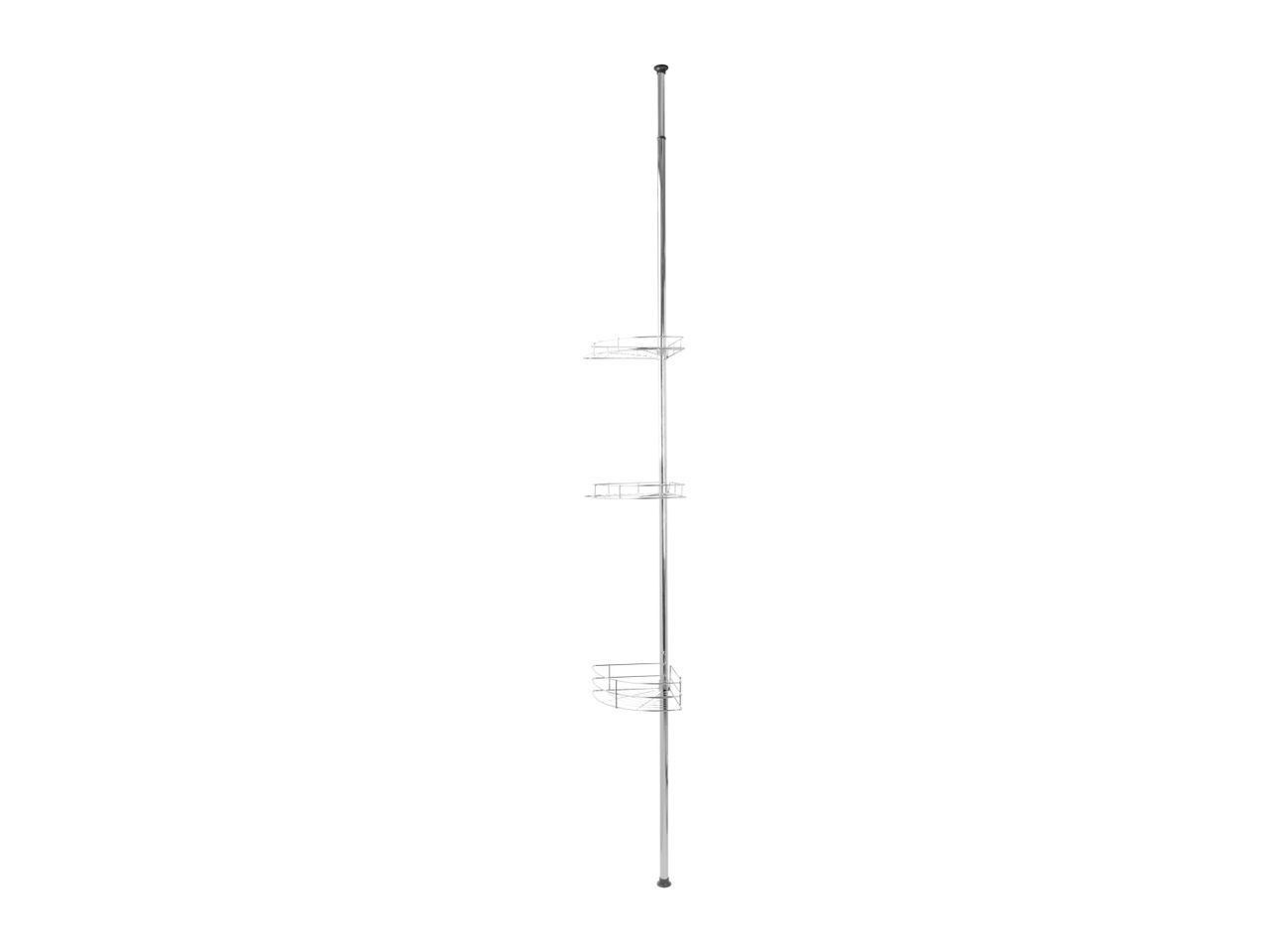 A vertical, minimalist wall-mounted rack with three small shelves.