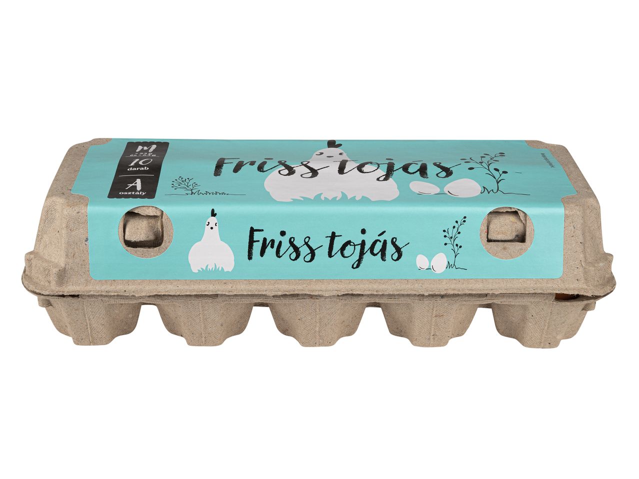 10 db friss tojás, cuki csirkés dizájnnal.