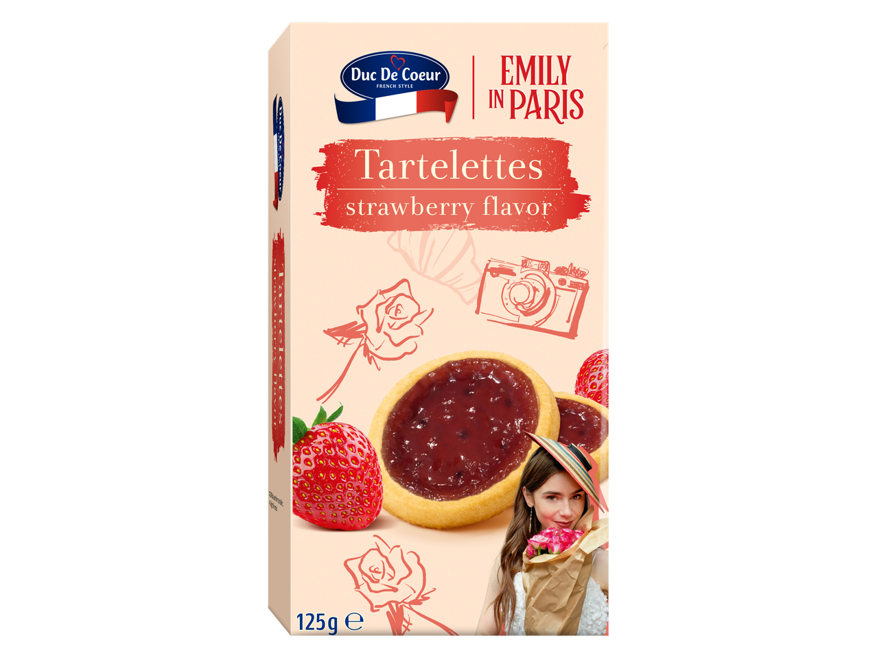 Duc De Coeur braškių skonio Tarteletes sausainiai.