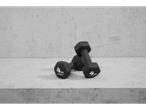 Two 4kg Crivit dumbbells on a concrete surface.