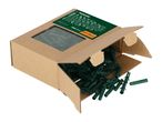 A box of 250 green wall plugs, size 5.0 x 25mm, with multilingual product information.