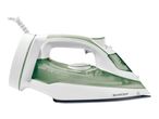 A SilverCrest 2400W iron with a green and white design is shown.