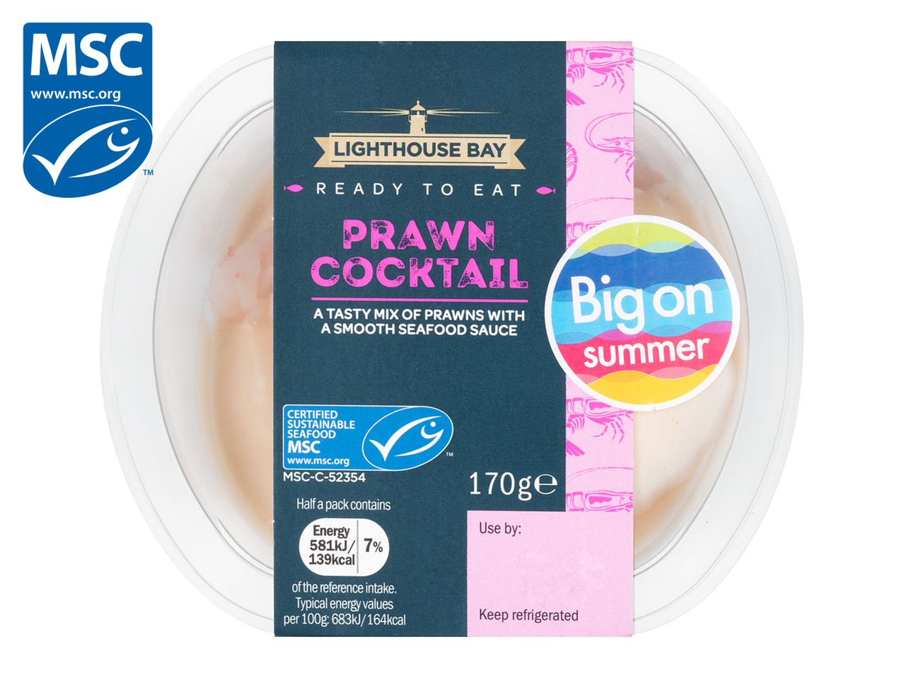Lighthouse Bay prawn cocktail, 170g, MSC certified.