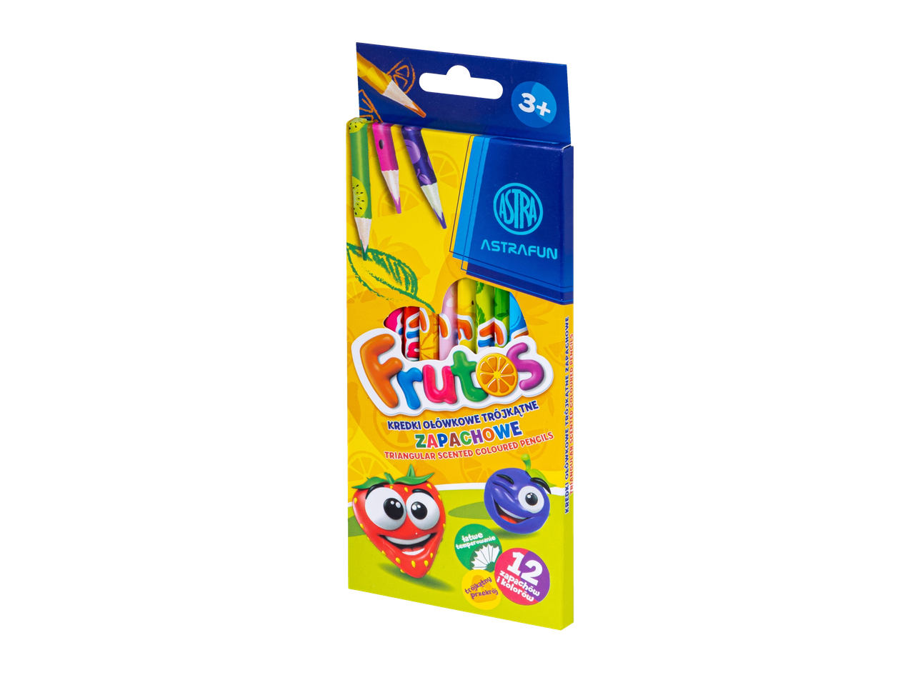 Astrafun Frutos: 12 creioane colorate triunghiulare parfumate.