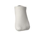 Single white ankle sock, angled view, showing ribbed texture.