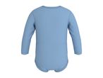 Light blue long-sleeved baby bodysuit, back view