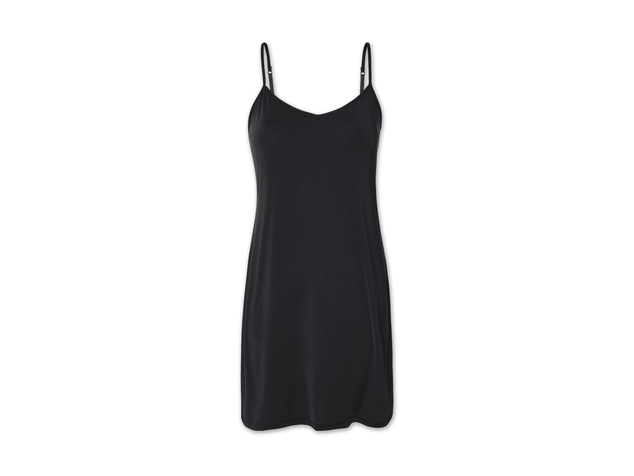 Ein schwarzes, schulterfreies Unterkleid.