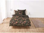 Lenjerie de pat din microfibră satinată LIVARNO home cu imprimeu floral și carouri.