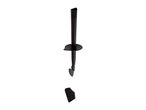 Black plastic kitchen tool with a long handle and two distinct blades at the bottom.