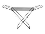 Black metal clothes drying rack with extendable wings.