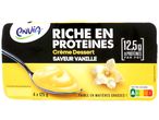 Crème dessert à la vanille, riche en protéines (12,5g par portion).