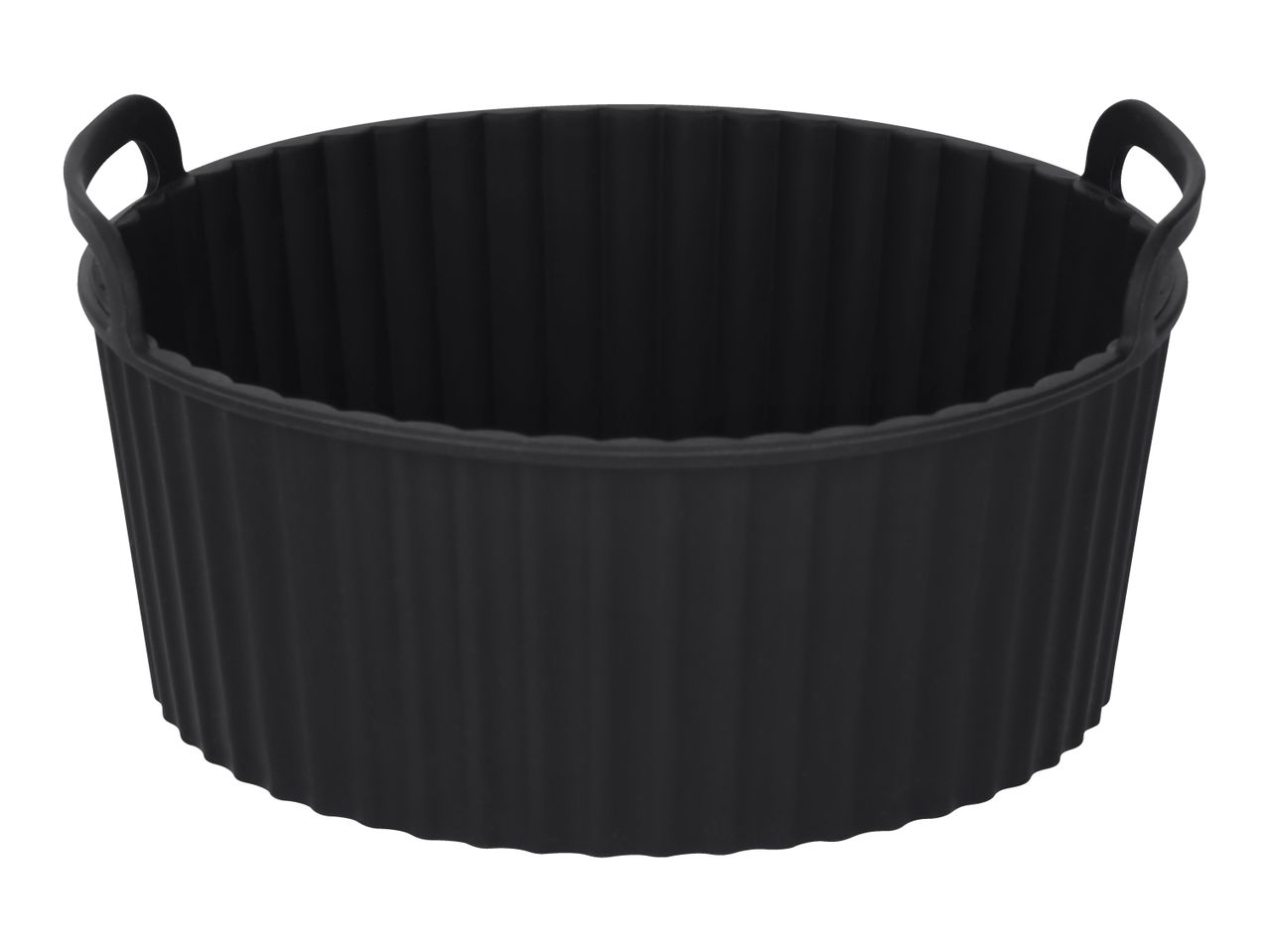Black silicone air fryer liner with handles