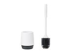 A white toilet brush and holder set.