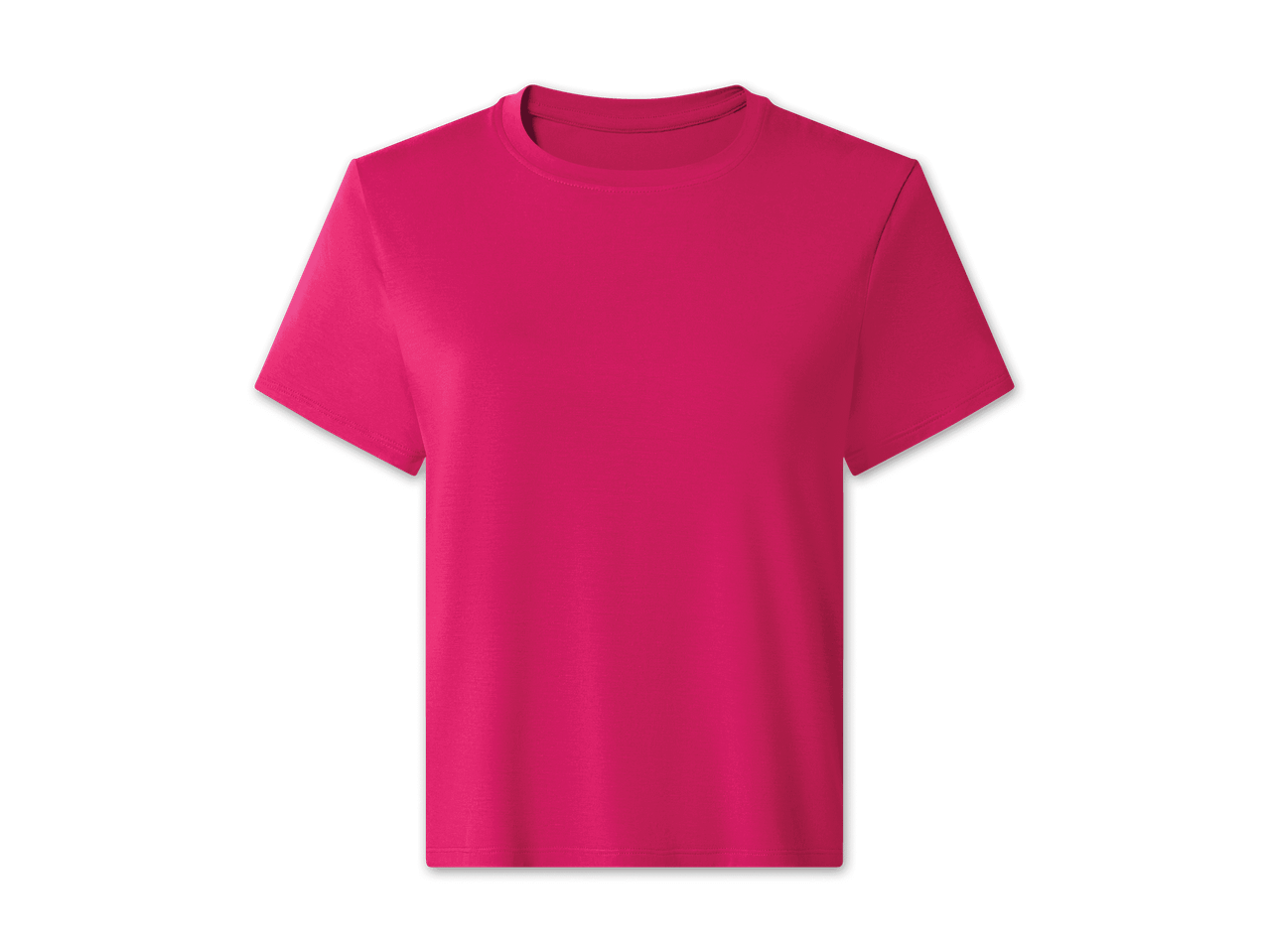 Fuchsiafarbenes T-Shirt mit Rundhalsausschnitt