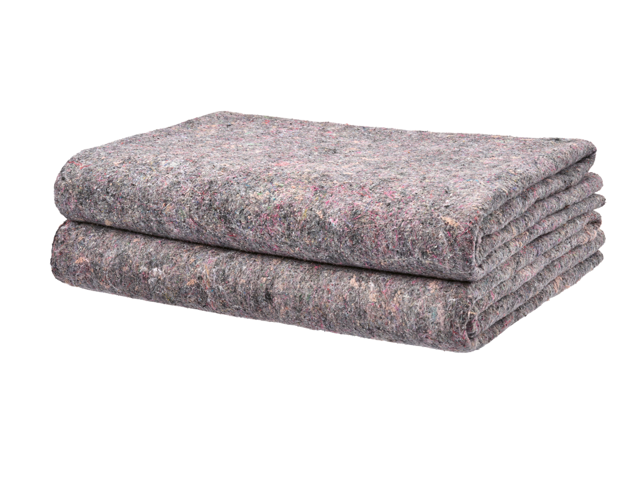 Divas salocītas pelēkas filca segas ar redzamām krāsainām šķiedrām.