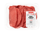Verpacktes Rindfleisch mit dem Markennamen Wiesentaler und der Aufschrift „Rinds-Schnitzel geschnitten“.