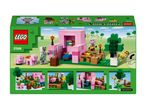 LEGO Minecraft set 21268, featuring a pig house, characters, and accessories.