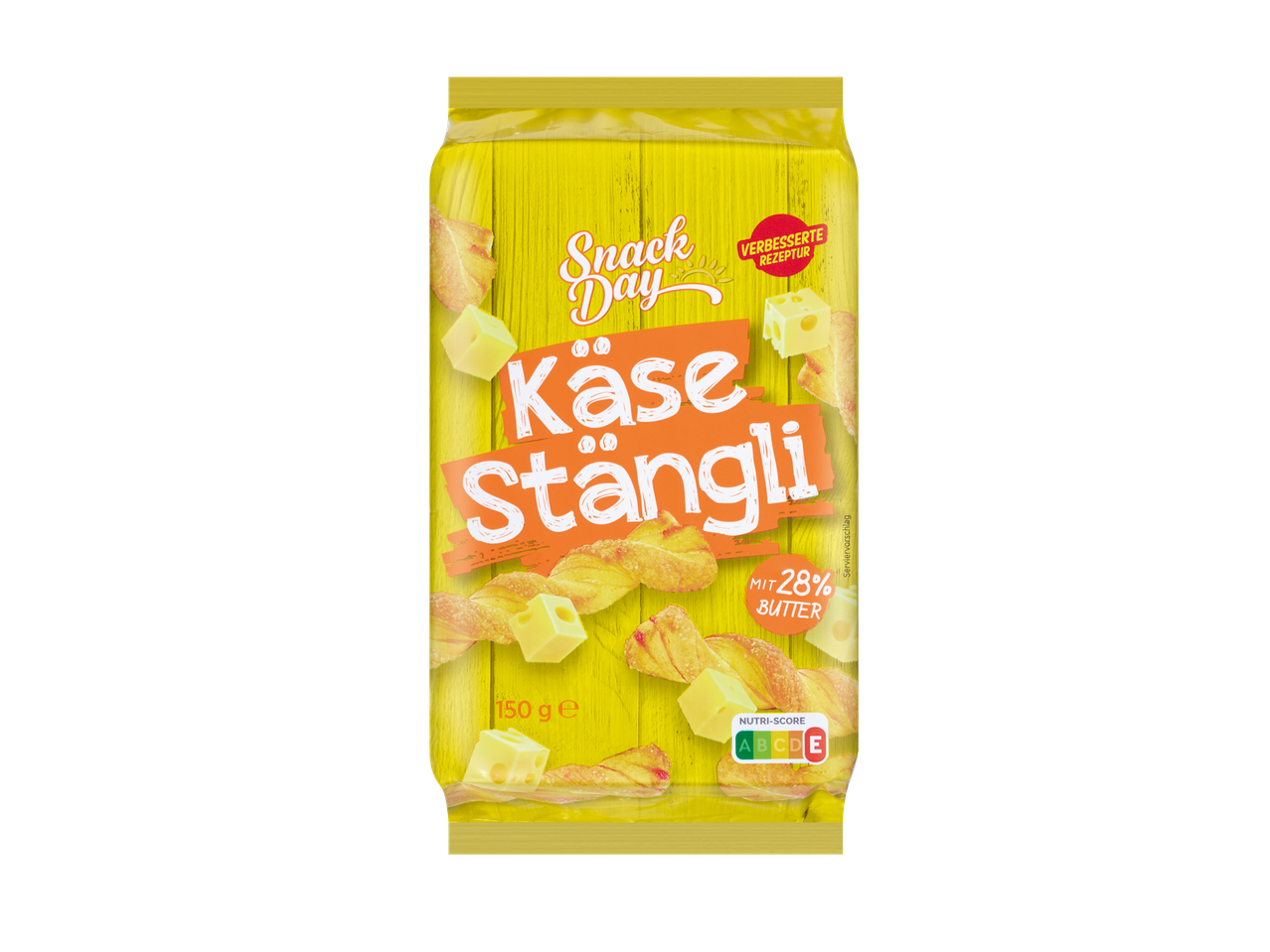 Snack Day Käse Stangli: Käsestifte mit 28% Butter.