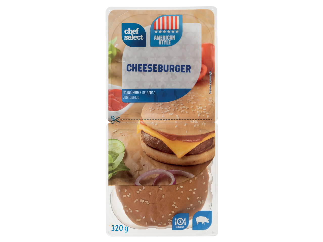 Cheeseburger Chef Select estilo americano, com carne de porco.