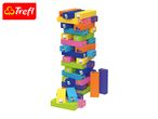 Colorful Trefl Jenga-style blocks with cartoon cat characters.
