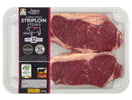 Pack of two Irish Angus striploin steaks, matured for 32 days, weighing 454g.