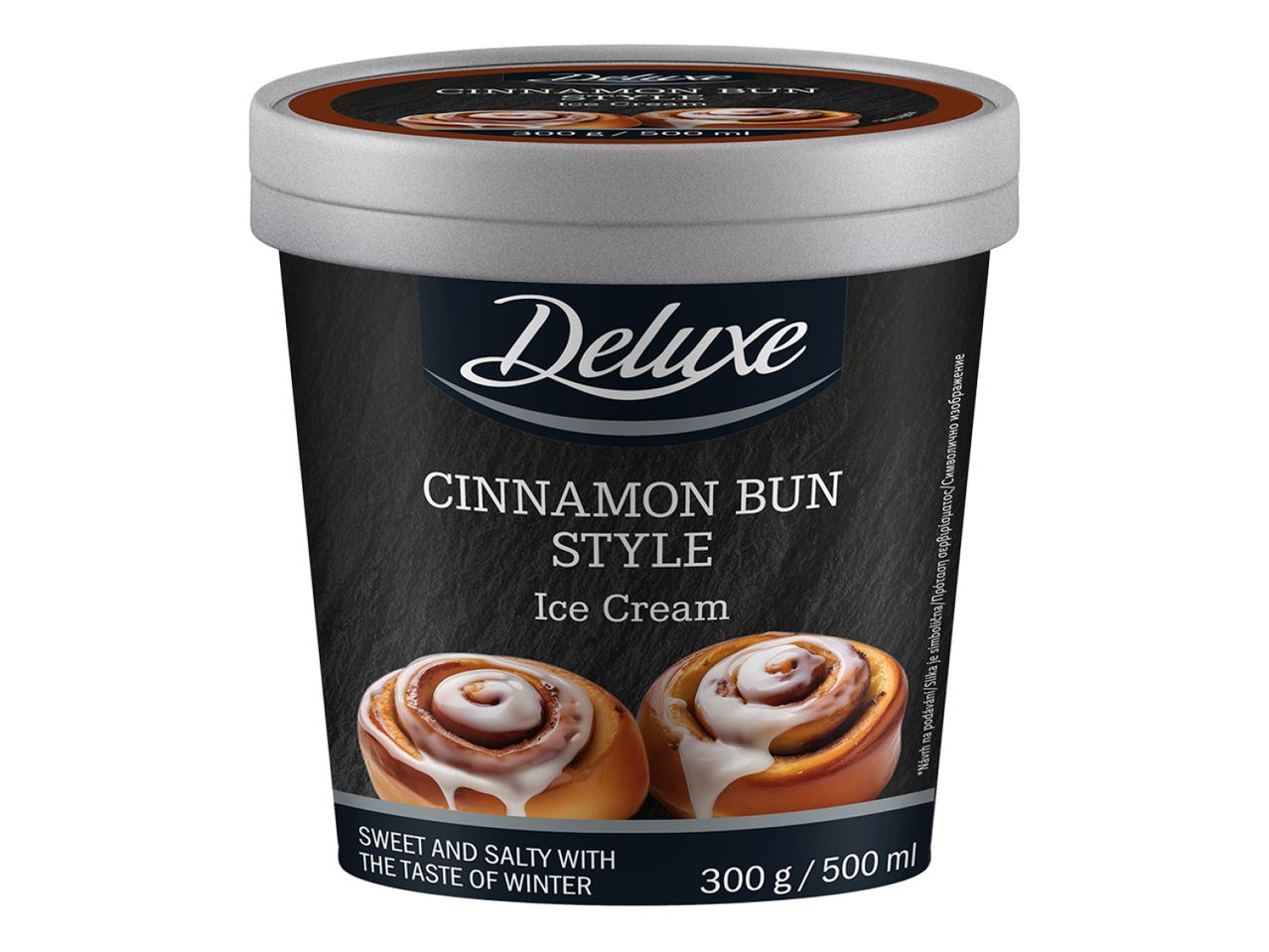 Deluxe сладолед с вкус на канелени рулца, 500 ml/опаковка.