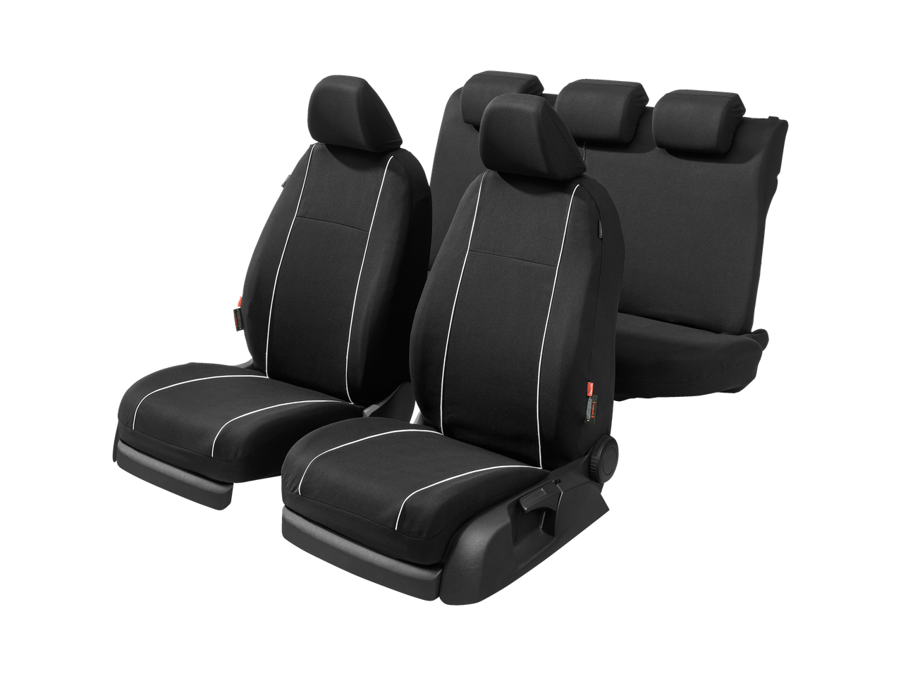 Mustad autoistmekatted valgete detailidega.