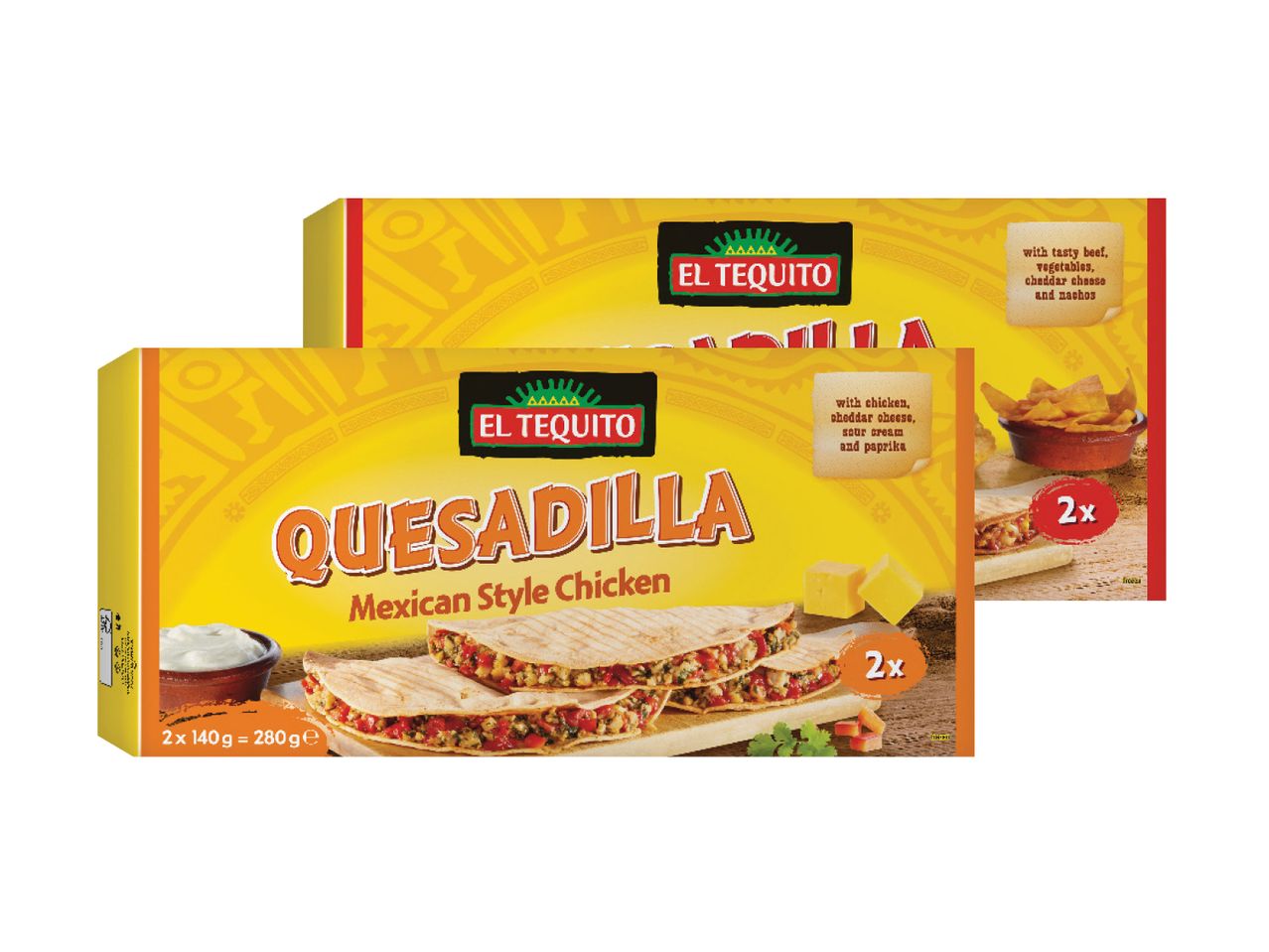 El Tequito quesadillų: vištiena ir jautiena, meksikietiškas stilius.
