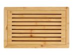 Bamboo bread box with ventilation slots.