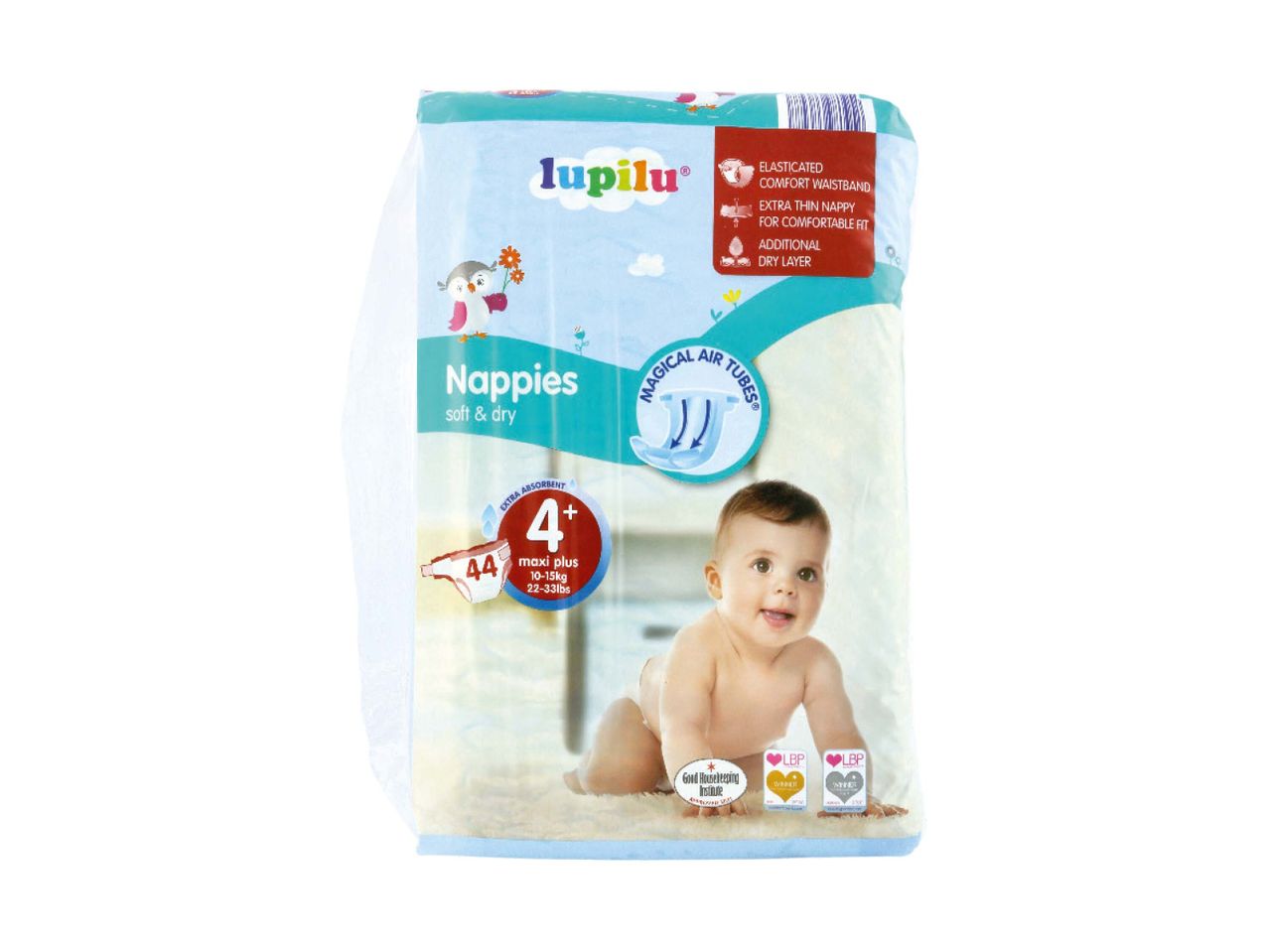 Lupilu nappies: maxi plus 4+, soft & dry.