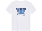 Tricou alb cu imprimeu 'Snooze' și motive nautice.