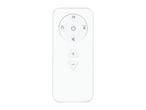 White remote control with power, mode, fan, mute, timer, plus, and minus buttons.